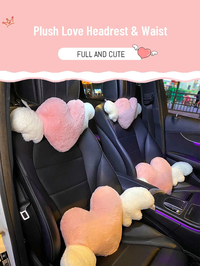 Car head pillow neck pillow cute cartoon love heart back pillow waist pillow seat back cushion Automotive Car Accessories New