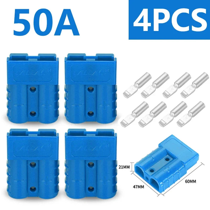 4Pcs  50A/120A Quick Connect Plug Kit - Silver Plated Copper Connector for 12-36V Winch/ATV/Trailer Wiring