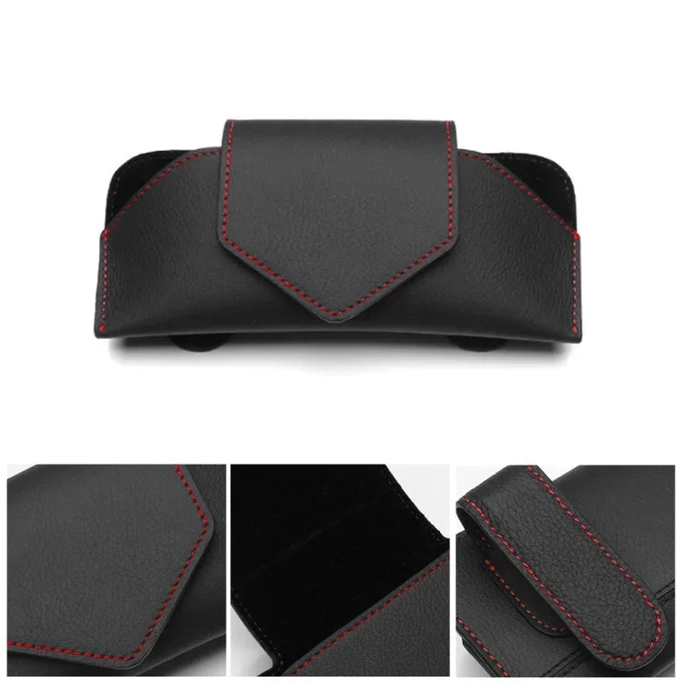 Car PU Leather Glasses Clip, Multi-Functional Sun Visor Holder, Sunglasses Box Storage Bag Clip, Car Interior Accessories Amagi