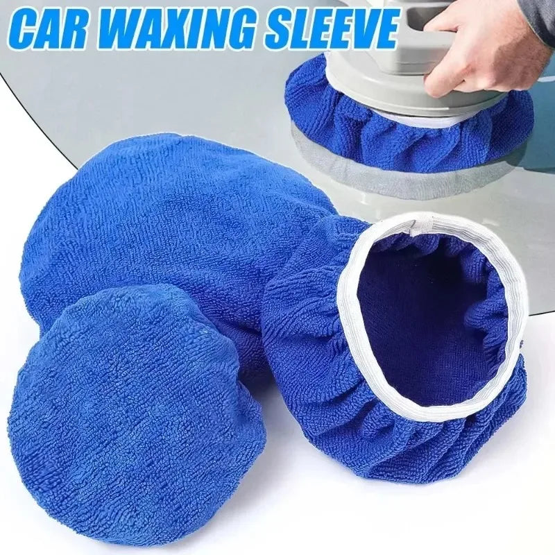 5-10inches Car Waxing Sleeves Microfiber Polisher Lint-free Cloth Covers Polishing Hood Car Paint Care Cleaning Maintenance Tool