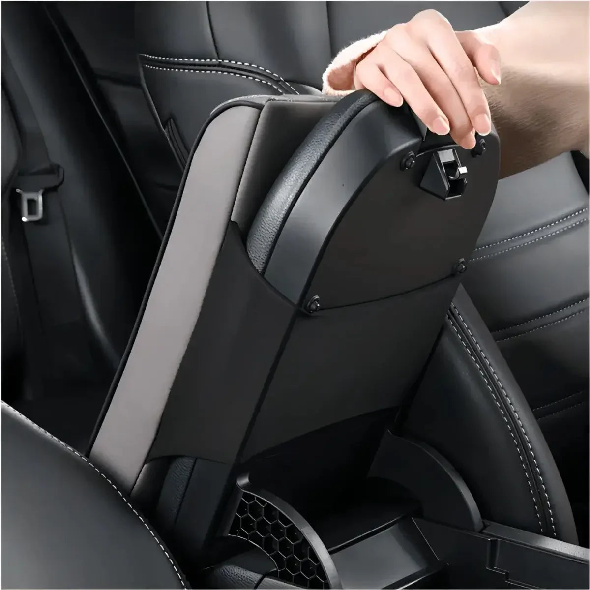 Car Soft Armrest Mat Wave Embroider PU Leather Center Console Arm Rest Protection Cushion Auto Armrests Storage Box Cover Pad