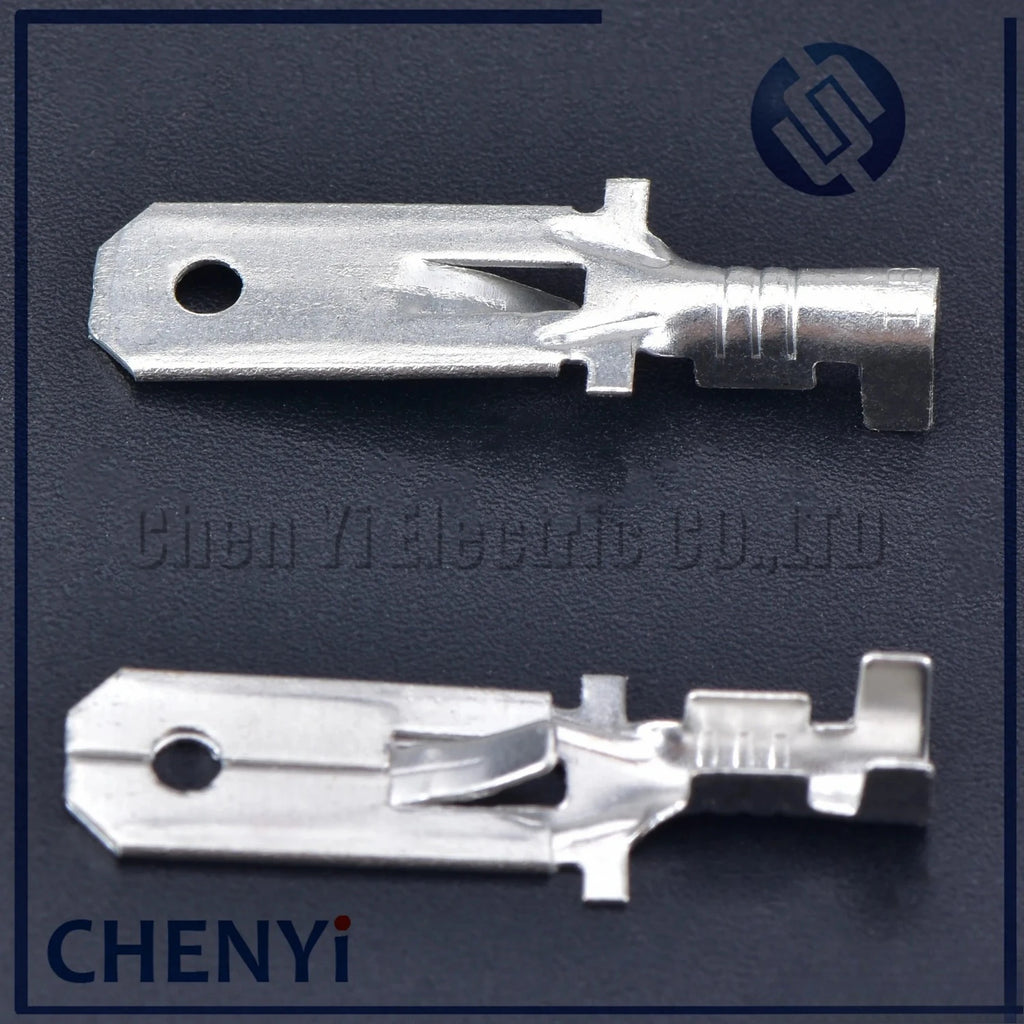 50 pcs 6.3mm Automotive Crimp Terminal Male Spade Connector Brass Pins Auto Splice Wire Terminals DJ611-6.3A G194