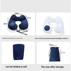 U-shaped Travel Pillow with Hump Design Press-to-inflate Portable Neck for Flight and Business Trips U-shaped for Neck Amagi