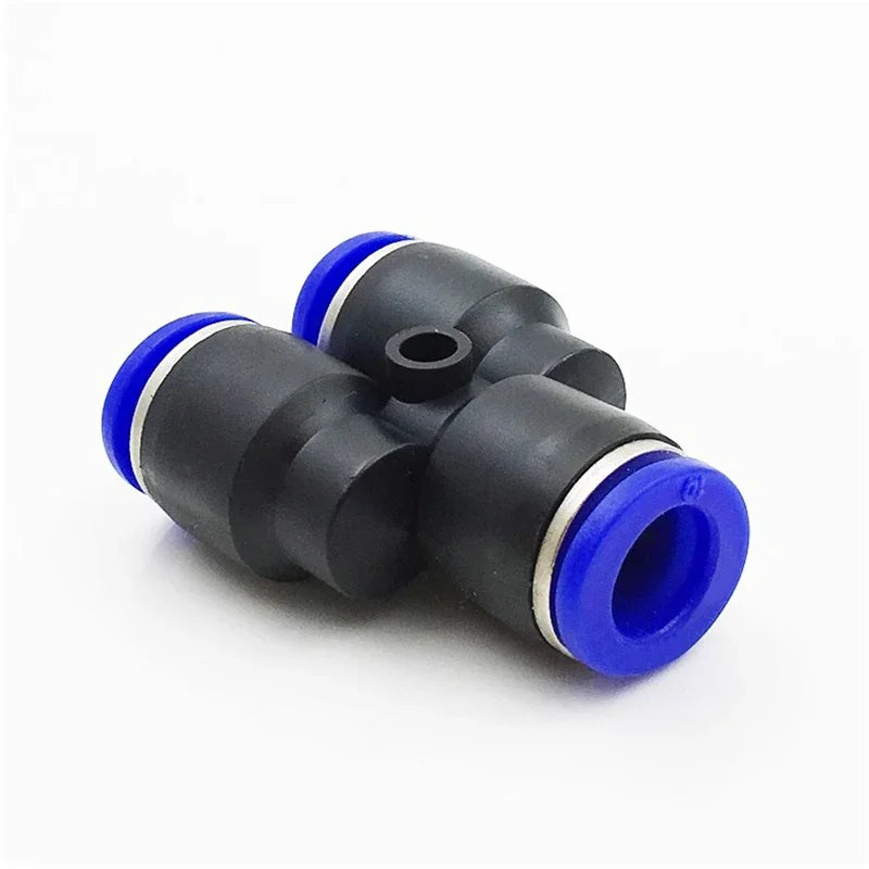 10pcs Y-Type Pneumatic Tee Fittings PY4-PY16 (4-16mm OD) - Push-In Quick Connect for Air/Water Hose, Blue Nylon & Brass