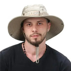 Summer Men Outdoor UV Protection Wide Brim Hiking Hat Mesh Fisherman Hat Beach Sunscreen Cap Summer Bucket Hats Men Amagi