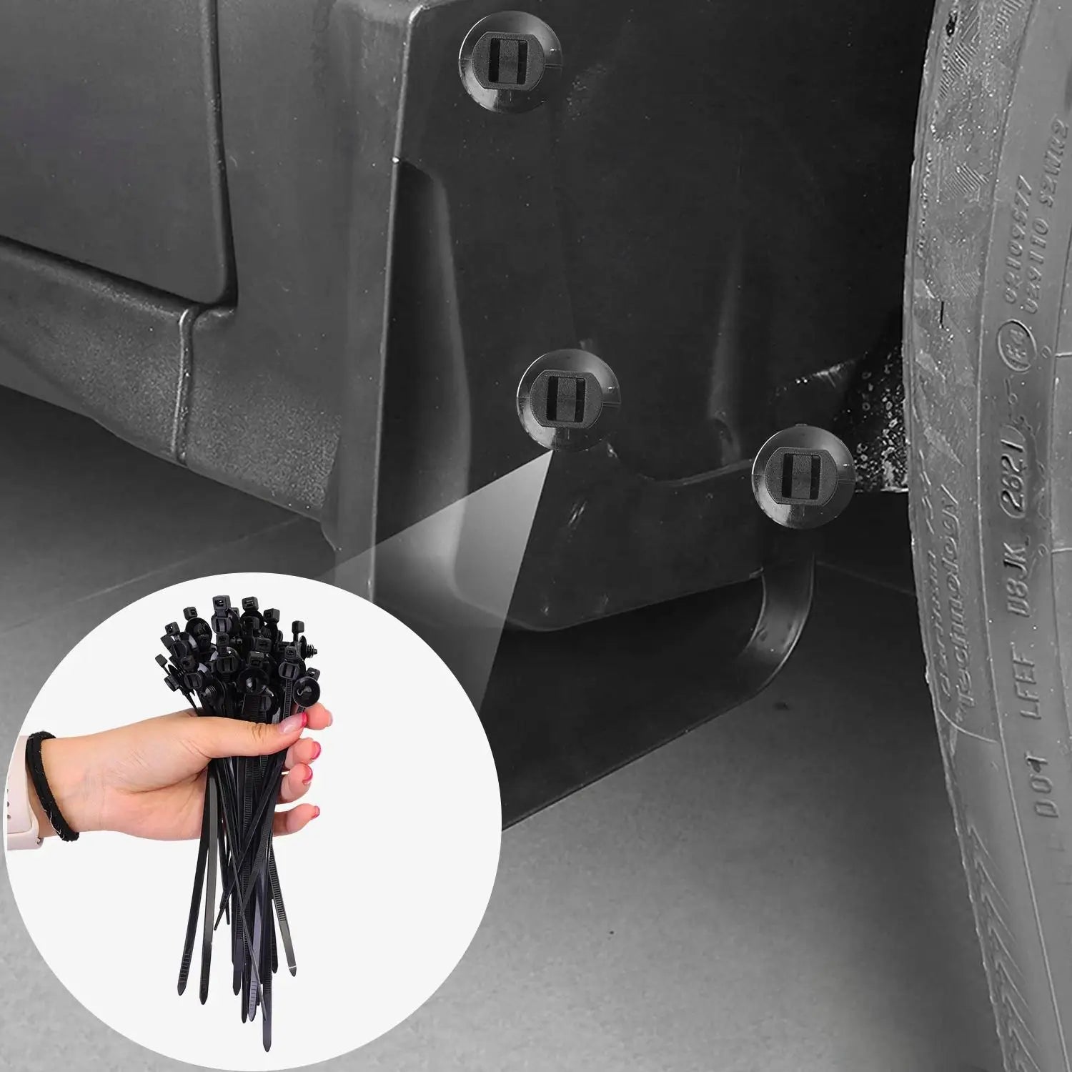 Vehicle Wiring Harness Fixing Cable Tie Push Mount Car Fastener Clip Nylon Zip Tie Wrap Auto Repair Tool Kit Universal 15cm 20cm