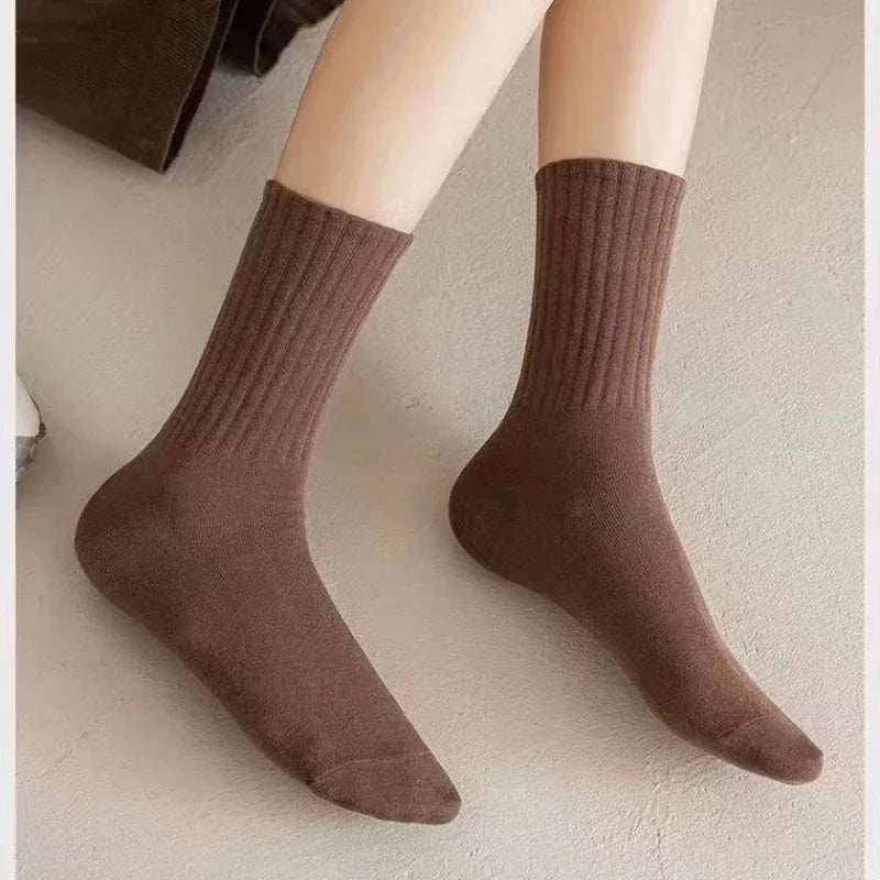 Autumn Winter Thicken Warm Wool Cashmere Thermal Long Crew Stockings Women Home Sleeping Solid Color Women Hot Tubing Socks Amag