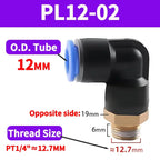 PL Push to Connect Tube Fitting Male Elbow PL4/6/8/10/12mm Tube OD x M5/01/02/03/04 Thread Pneumatic Air Push Fit Lock Fitting