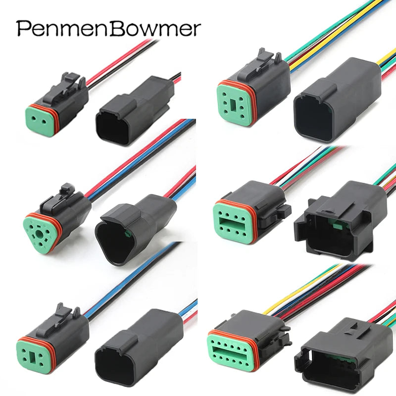 1 Set 2 3 4 6 8 12 Pin Auto Deutsch DT Series Enhanced Seal Electrical Cable Connectors Female Male Wire Harness Plug