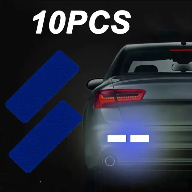 10pcs/set Car Bumper Reflective Safety Strip Stickers Car Reflective Sticker Reflective Warning Safety Tape Stickers Decals