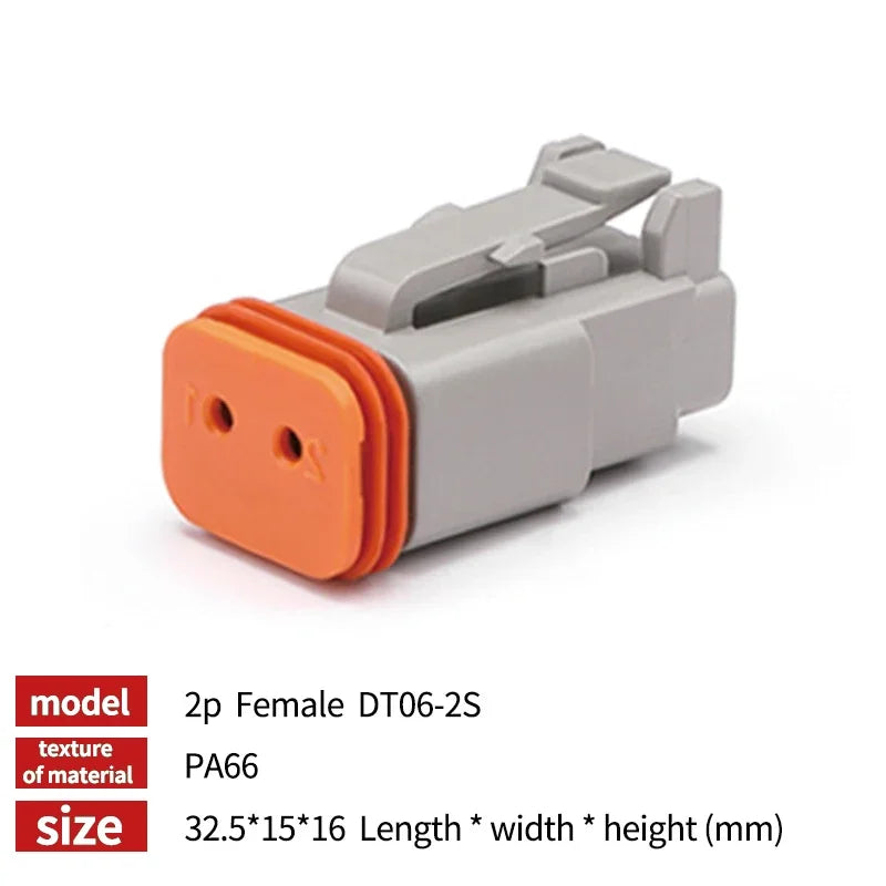 Deutsch DT Series IP68 Waterproof Connector with Fixed Flange Plug DT04-2P/12P for Auto/Truck/Bus Wiring 22-16AWG