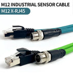 M12 X-Code 8Pin Male to RJ45 Gigabit Ethernet Cable 10Gbps IP67 Shielded - Industrial CAT6A Network Wire for Robotics & Harsh