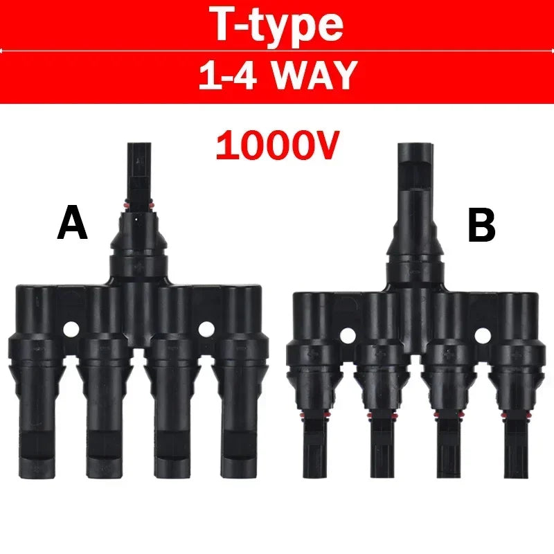 1/5 Sets Photovoltaic Solar PV Connector IP67 Y/T Type 30A 1000V 3-7 Way Branch Kit for PV/MC Cable 2.5/4/6mm² Battery Module