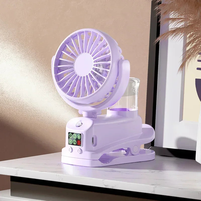 Motorcycle  Clip-on Fan with Spray Mist Handheld Fan Hydration, Multifunctional Neck Hanging Spray Fan Students' Dormitory Amagi