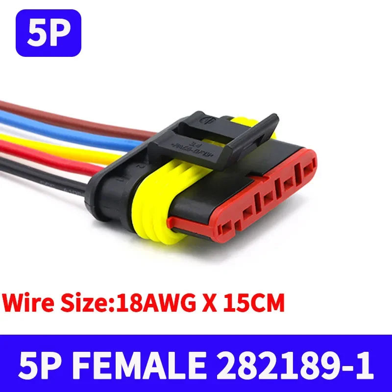 5/20/100Sets AMP Type 1.5 Series Automotive Waterproof Connector Plug Socket HID Male&Female 15CM Wire Harness 1P/2P/3P/4P/5P/6P