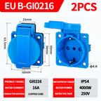IP54 16A Outdoor Socket with Flip Cover | Euro/UK/BR Plug Waterproof for Garden & Industrial Use - Heavy Duty Explosion-Proof