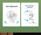 Clip-on Fan Quiet Rechargeable Desktop Portable Air Circulator Wireless Fan With LED Light For Camping Amagi