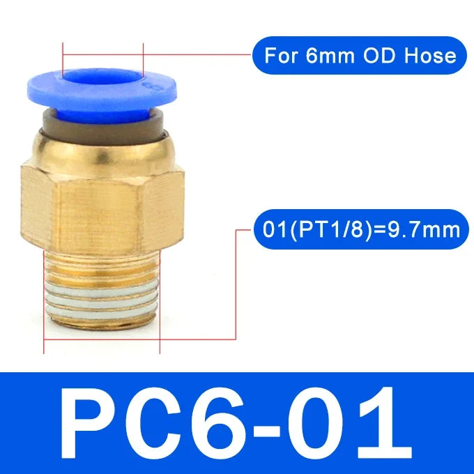 5PCS PC Pneumatic Quick Connector - 4-12mm Push In Fitting for 1/8" 1/4" 3/8" 1/2" BSPT Thread Air Hose & Tube,Industrial Use