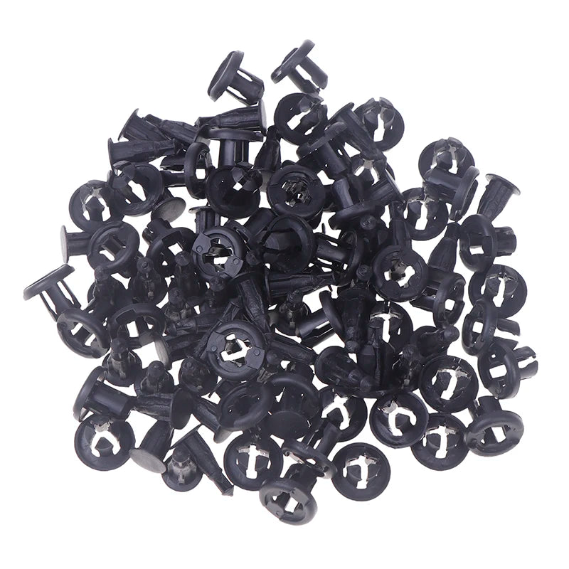 50/100Pcs 10mm Diameter 10mm Black Plastic Auto Fasteners Rivets Clips Vehicle Car Bumper Door Panel Liner Clips Retainer