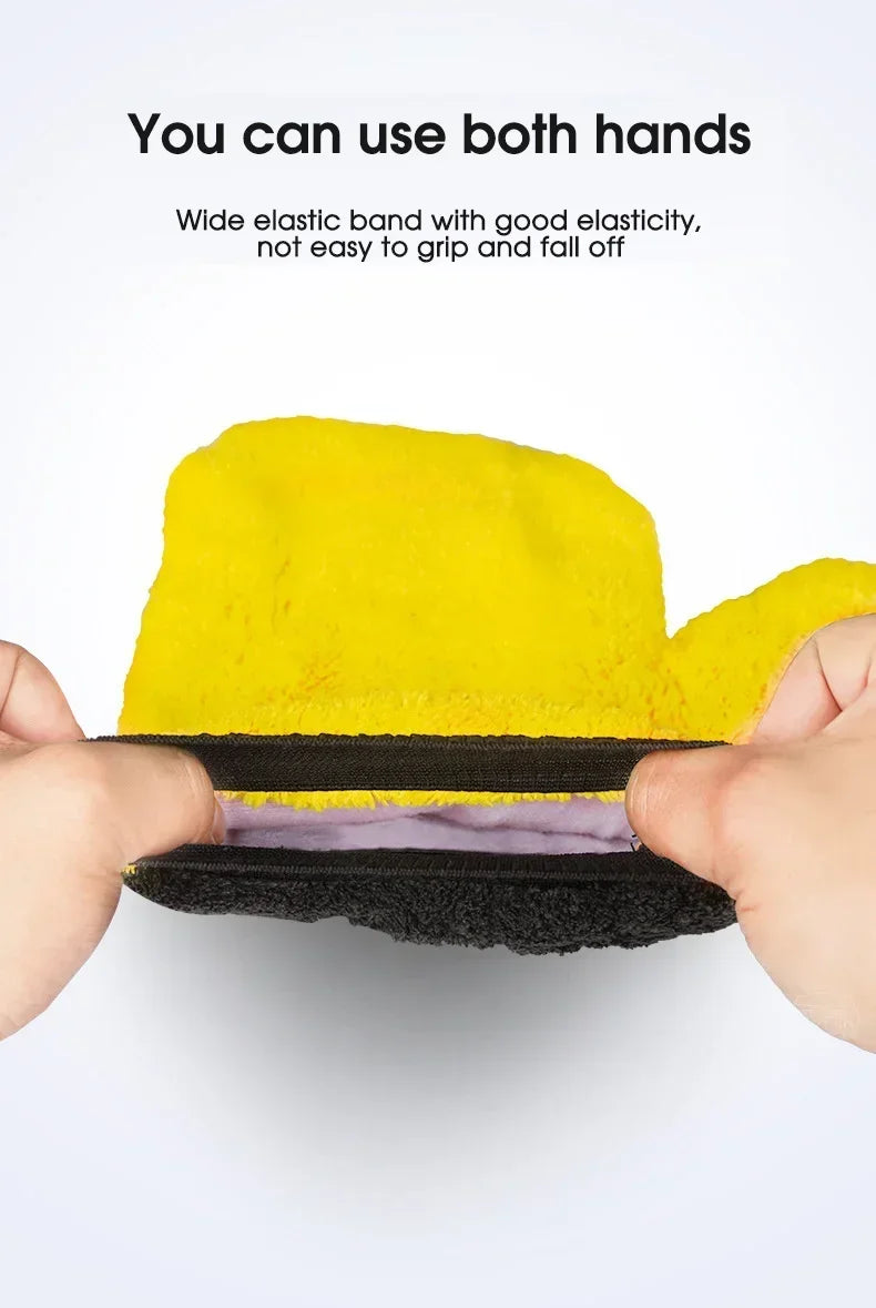 Car Washing Gloves Double Sided Coral Fleece Thickened Super Absorbent Car Wiping Gloves Cleaning Tools Amagi