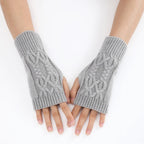Winter Half Finger Gloves Knitted Fingerless Mittens Warm Cuff With Thumb Hole Stretchy Short Hand Warmer For Men Women Amagi