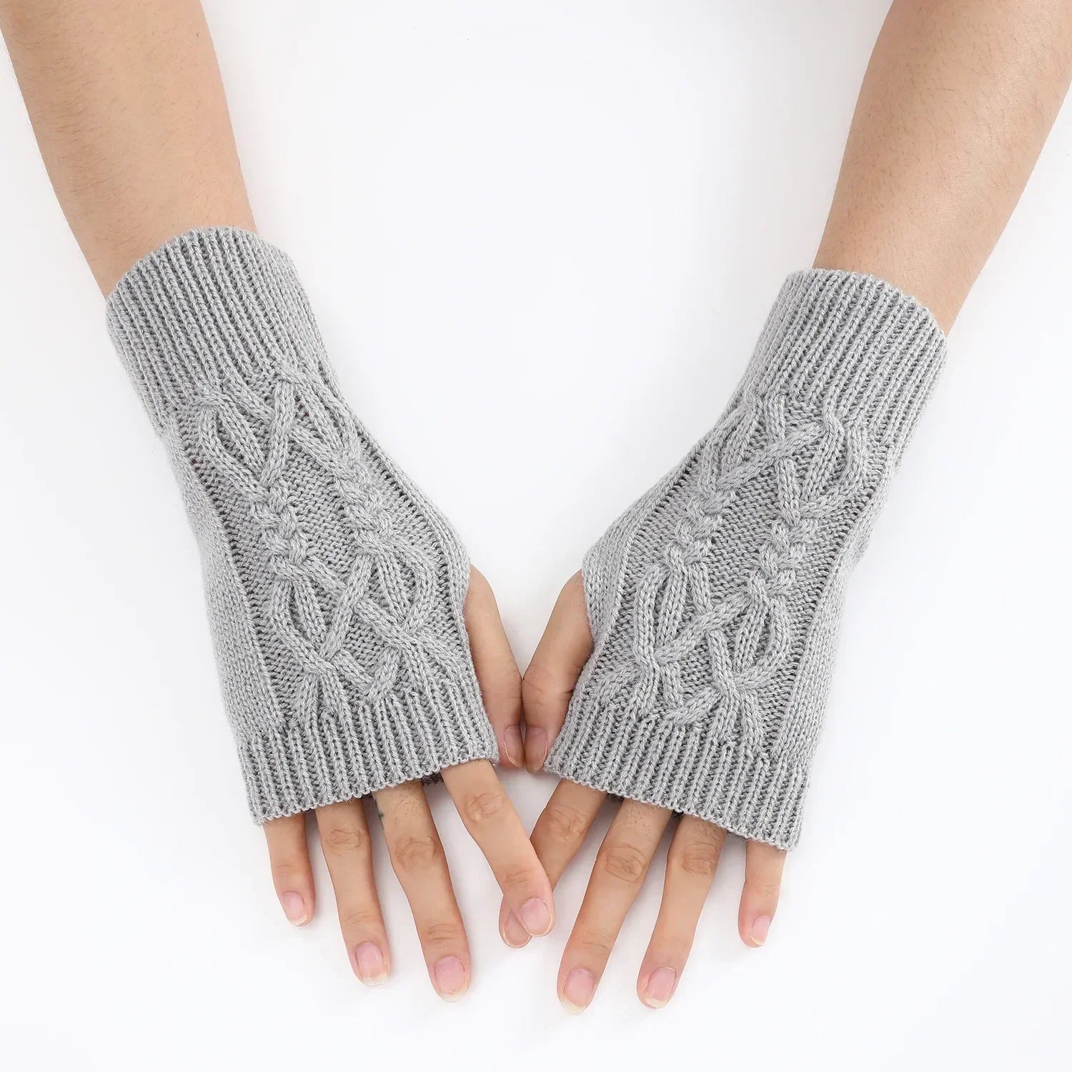 Winter Half Finger Gloves Knitted Fingerless Mittens Warm Cuff With Thumb Hole Stretchy Short Hand Warmer For Men Women Amagi