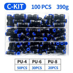 Boxed 23/60/80/100 PCS PU Kit Air Straight Pneumatic Fittings PU Water Pipes Quick Release Connector PU4 PU6 PU8 PU14 4/6/8/10MM