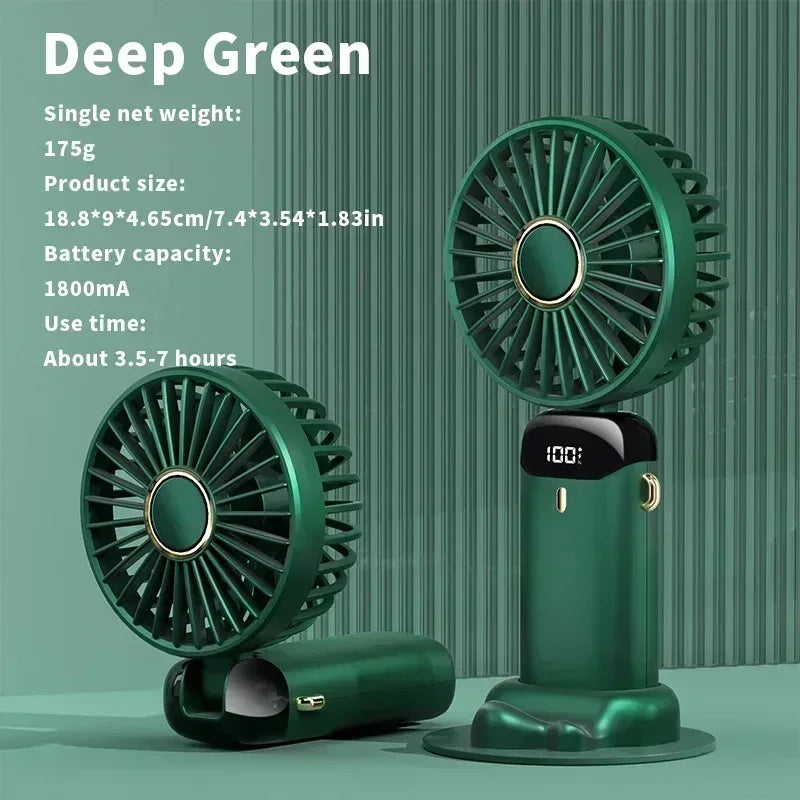 Car 3 in 1 Portable Fan Handheld Neck Desk Fan 5 Speed Digital Display Ultra Quiet Makeup Fan for Women Desktop Clip Office Amag