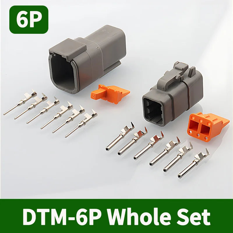Deutsch DTM Series Sealed Connector Kit (DTM06 & DTM04) 1-10 Boxes - Automotive Waterproof Plug with Terminals & Pins for Truck
