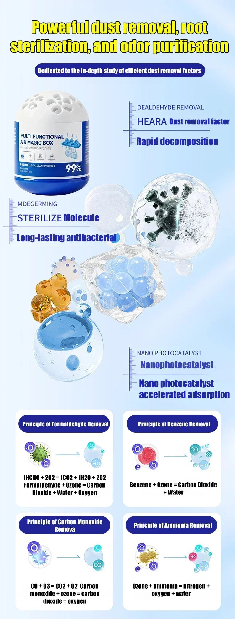120g Airs Magics Box Multi Functional Indoor Airs Purification Dust Removal Magics Automatic Quiet Suction Dust Removal Amagi