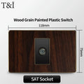 118-Type Retro Wood Grain Wall Plate – Black Plastic Spray-Painted Decorative Panel for Italy Standard Switch & Socket