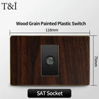 118-Type Retro Wood Grain Wall Plate – Black Plastic Spray-Painted Decorative Panel for Italy Standard Switch & Socket