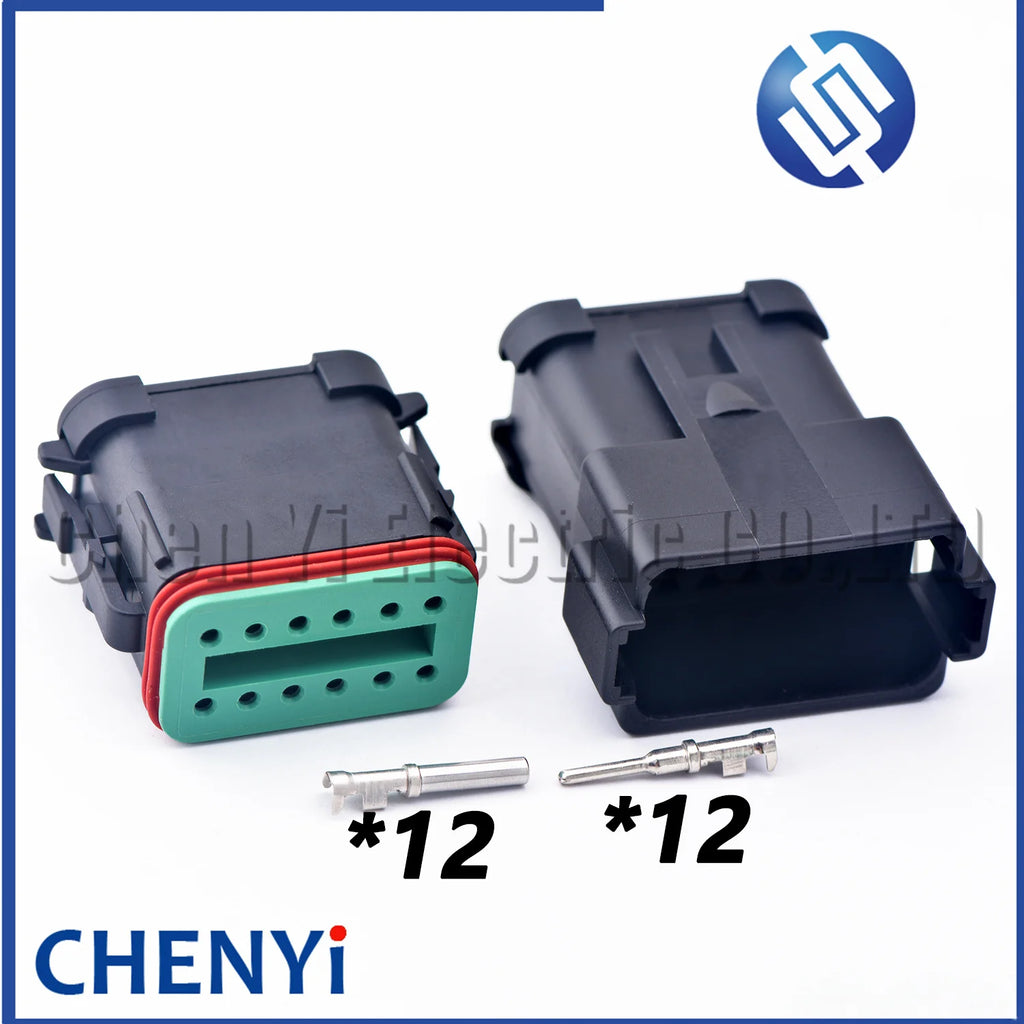 12 Pin Black DT series Connector Waterproof Plug Socket DT06-12S DT04-12P DT06-12S-E005 DT04-12P-E005 with pins For Deutsch