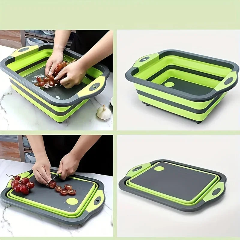 Household Kitchen Folding Wash Portable Sink Foot Bucket Cutting Board Plastic Foldable Basin Travel Outdoor Camping Tools amagi