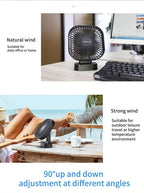AD-Desktop Mini Rechargeable USB Fan With Timer Foldable 3 Speed 7 Leaf Portable Quiet Fan For Office Outdoor Camping Amagi