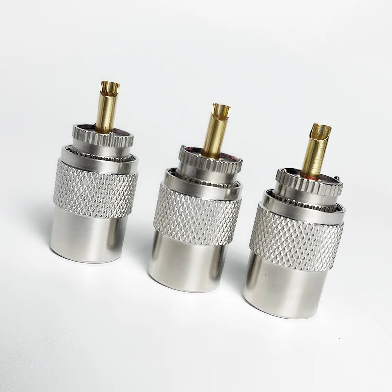 UHF Male Plug & N-Type Male Plug RF Connectors, Gold-Plated Brass Crimp Adapter for RG58 RG59 RG6U Coaxial Cable, Antenna Use