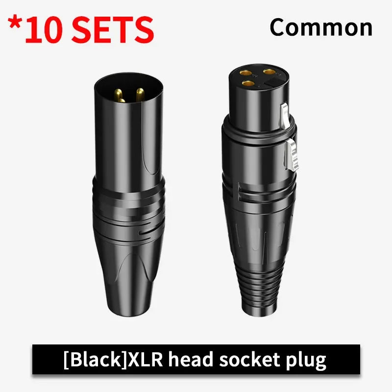 10 Set 3Pin XLR Color Head Pure Copper Pin Male and Female Audio Microphone Connector Canon Welding Plug Socket