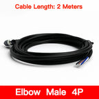 2m M8 Sensor Connector Cable, Straight & Right Angle Options, Male/Female, 3/4/5/6/8 Pin, Waterproof Molded Plug for Industry