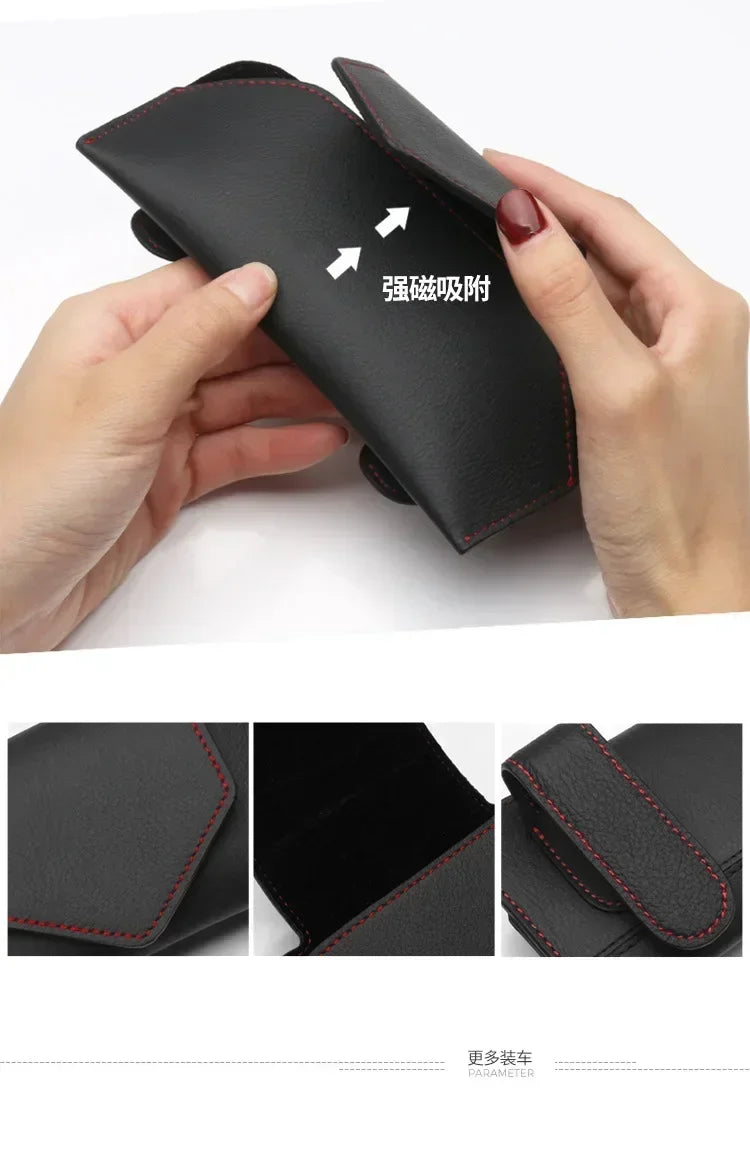 Car Glasses Storage Box Universal Sunshade Glasses Clip PU Soft Leather High-end Sunglasses Stand Car Accessories Storage amagi