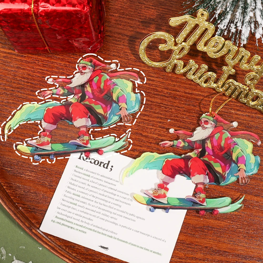 2024 New Christmas Car Pendant Rearview Mirror Pendant Keychain Pendant Fashion Cool Santa Claus Charm Decoration Accessories