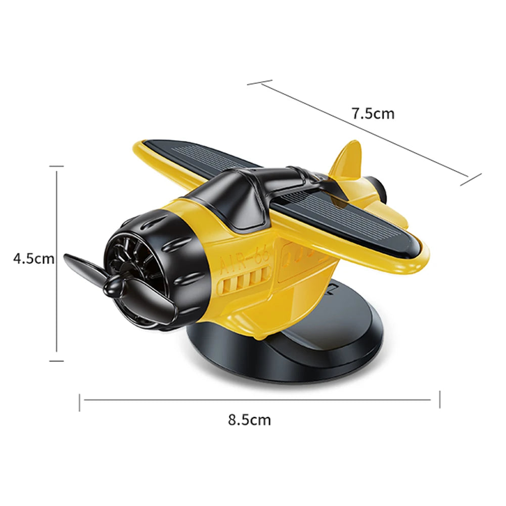 1PC Solar Energy Powered Rotating Propeller Fighter Ornaments Car Solar Decor Auto Interior Decoration Solar Aircraft Model
