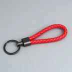 Trend Black Pink Color Braided Rope Car Keychain Fresh Ice Cream Color Key Pendant Sheep Pattern High Ring Leather Rope Amagi