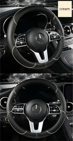 38 Cm/15 Inches Universal Car Faux Leather Steering Wheel Cover Sweat-absorbent And Breathable Handle Interior Upgrade New Amagi