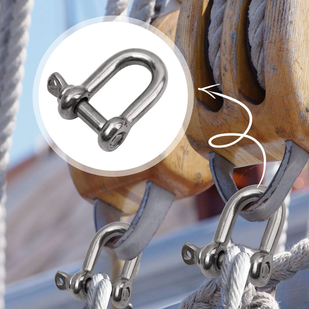 Stainless Steel D Ring Shackle HeavyDuty Ship Rigging Mooring Tow Recovery Clip Boat Vehicle Rope Chain Connector Metal Fastener