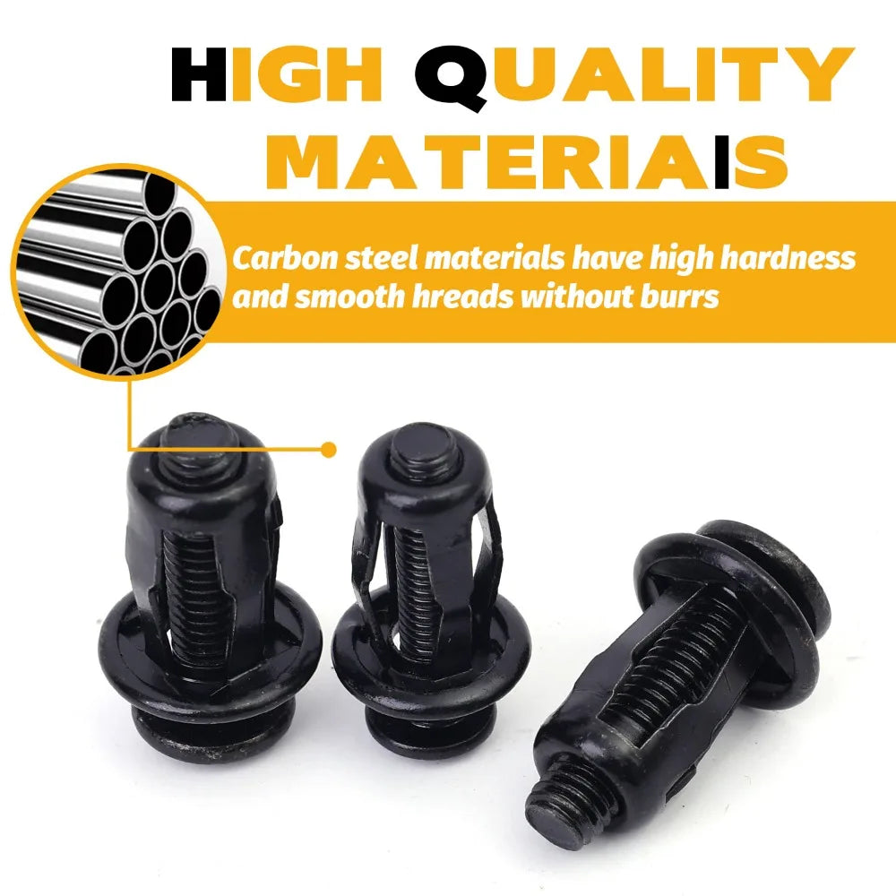 Universal Car License Plate Screws Mounting Kit M4 M5 M6 Auto Fastener Expansion Nuts Carbon Steel Black Bolts for Bumper Frame