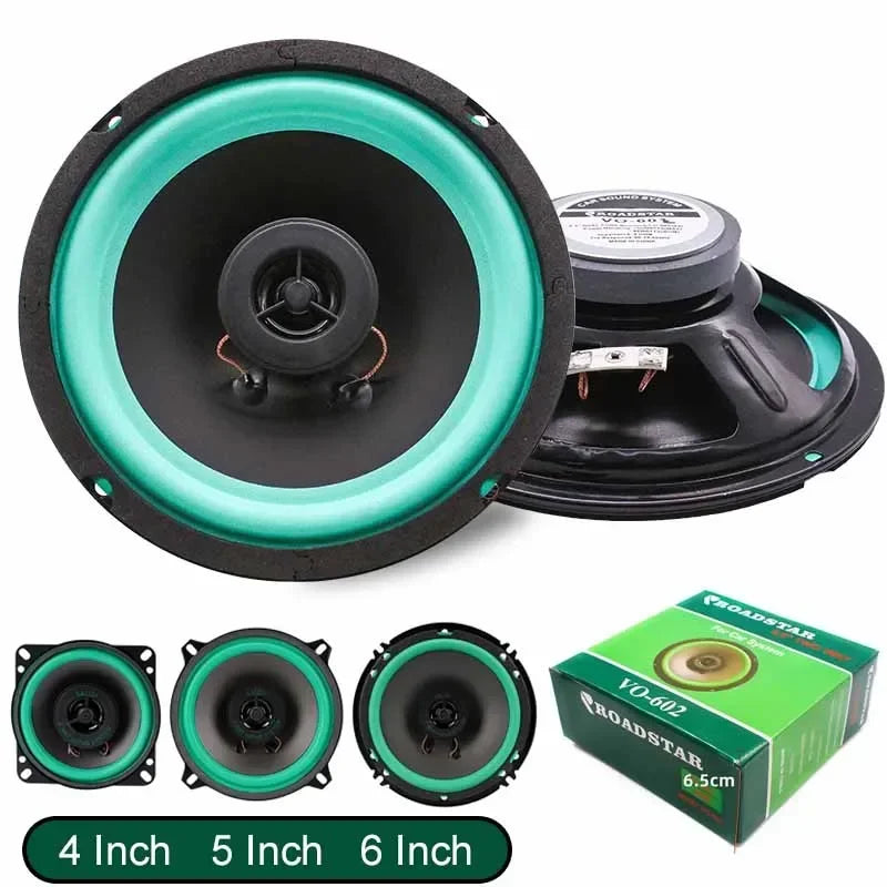 4-6.5 Inch 160W 2-Way Car HIFI Coaxial Speaker Door Audio Music Stereo Tweeter Mid-woofer Full Range Frequency green for Refit