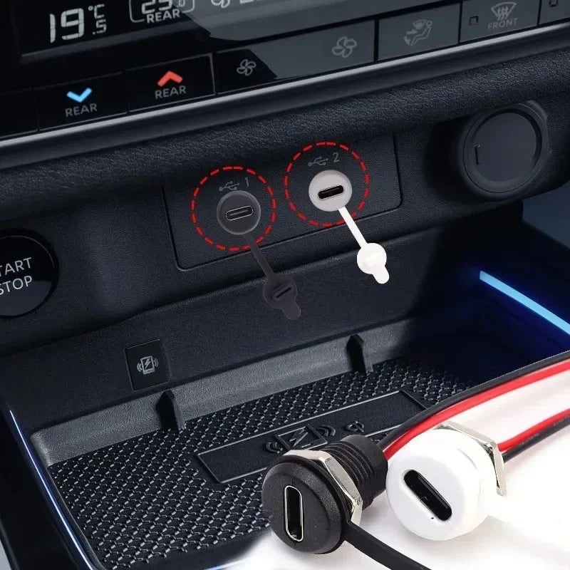 1/5/10PCS 2 Pin Type-C Female Socket USB C Connector Waterproof Jack Female Charging Port with Card Buckle Lock Board
