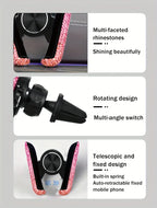 Crystal Car Phone Holder Car Air Vent Mount Clip Mobile Phone Holder Woman Diamond Auto Phone Bracket Interior Accessories Amagi
