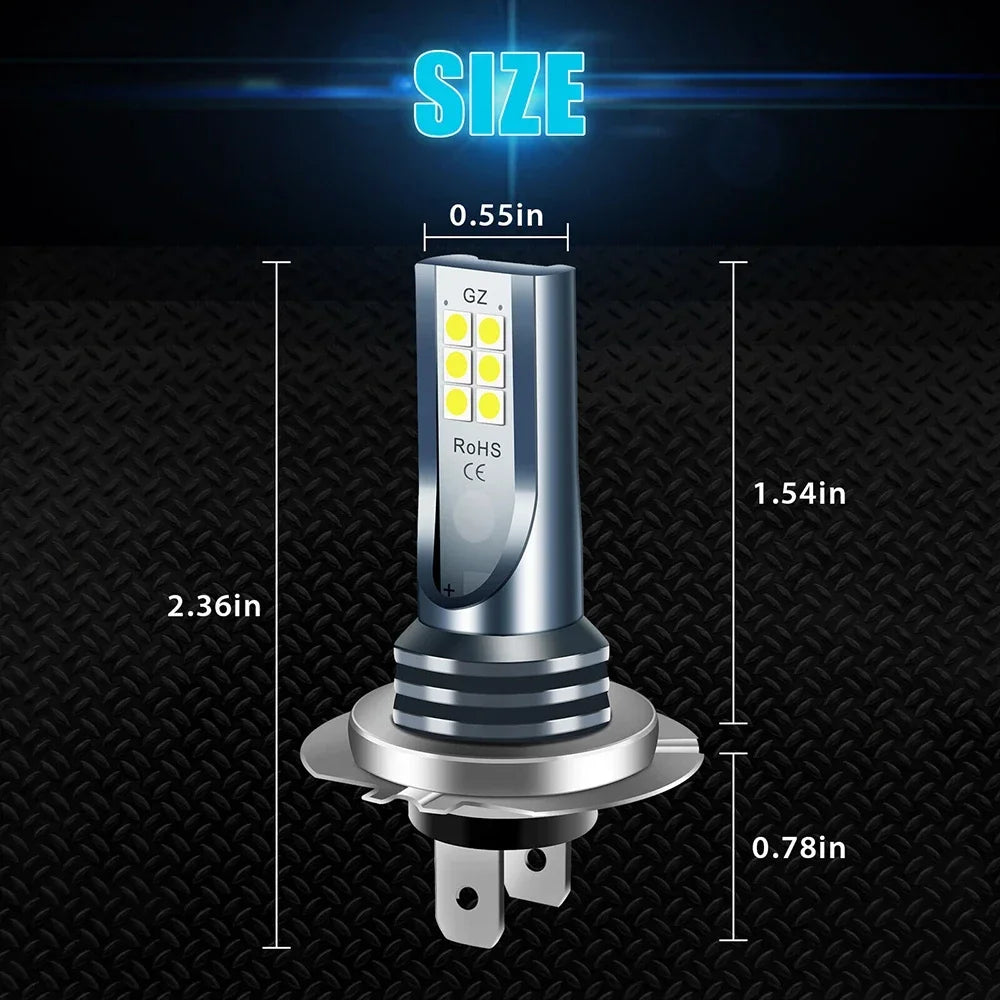 2pcs H4/H7 Led Headlight Bulb Kit Car Fog Light Bulbs High Low Beam 30000lm Super Bright 6500k White Led Lights for Vehicles New