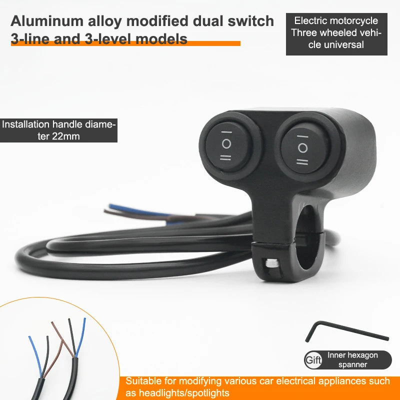 Motorcycle Headlight Switch Spotlight Fog Light Button Retro Moto Pit Dirt Bike Motorbike Accessories ATV Three Speed Adjustment